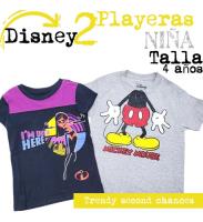 2 Playeras Disney Niña Mickey + Increibles. La Segunda Bazar, usado segunda mano   México 