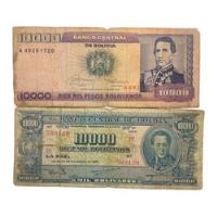 Usado, 2 Billetes Antiguos 10,000 Pesos Bolivianos Años 1945 Y 84 segunda mano   México 