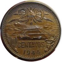 Moneda 20 Centavos 1944 Mo Sin Circular, usado segunda mano   México 