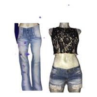 Duo Sexy Jeans Super Skinny Customatizado + Crop Top Encaje segunda mano   México 